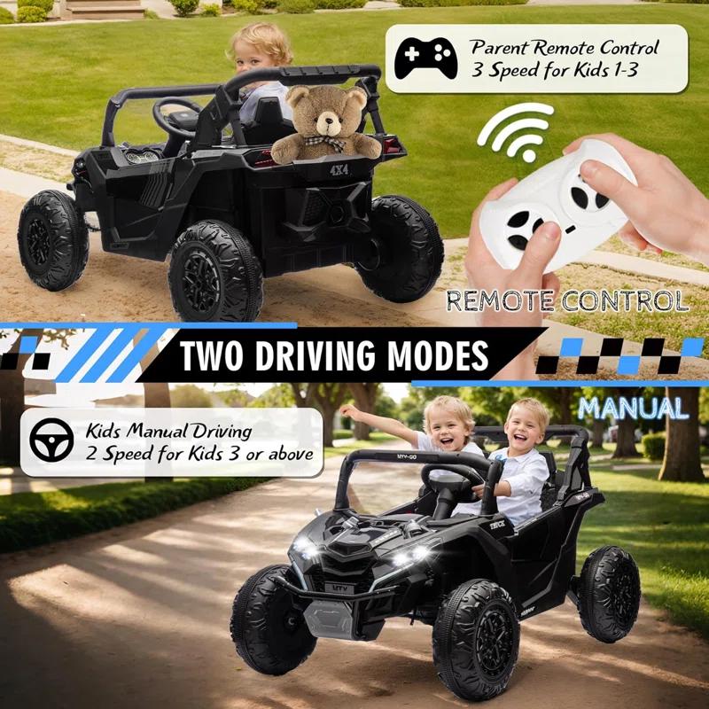 Ancheer 24V 7AH Real 2 Seater Ride On Toys For Big Kids W/ 20" Large Seat, Ride On UTV W/Remote Control, Bluetooth, 2X200W Powerful Motors, MP3, Lights, 4.5 Mph Max Speed, Power Car Wheels