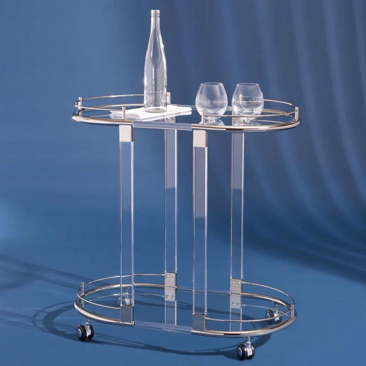 Lennon Acrylic Bar Trolley - Chrome - Safavieh