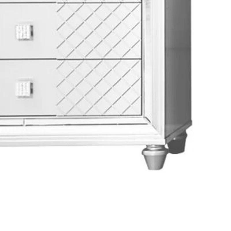 Benjara Seri Tall Dresser Chest With 5 Drawers, Diamond Pattern, Solid Wood