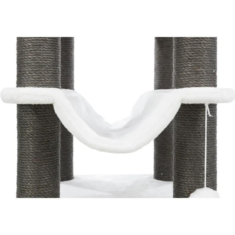 TRIXIE TRIXIE Lucano 43.3" XXL Cat Tree - Sisal Scratching Posts, Plush Covered House, Cat Beds, Platforms, Two Hanging Toys