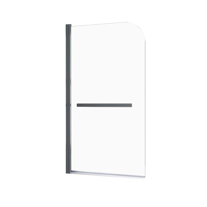 31" W x 55" H Tub Shower Door Panel, Foldable Bathtub Glass Shower Door, 180°Rotatable Pivot Glass Door Screen with 1/4" Thick SGCC Tempered Glass