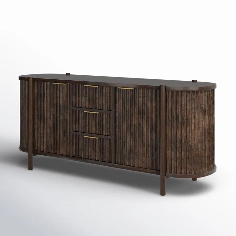 Redford 73" Dark Brown Mango Wood Mid-Century Modern Buffet Sideboard