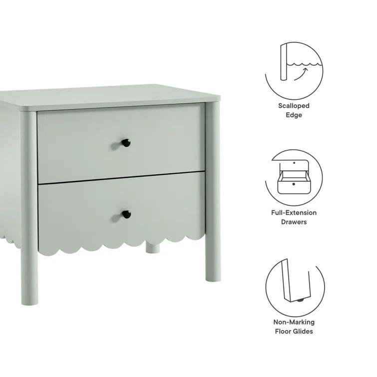 Modway Emmeline Scalloped 2-Drawer Nightstand