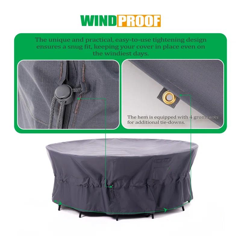 F&J Outdoors Premium Waterproof Outdoor Patio Round Table Cover: Latest Rip-Stop Fabric, 3-Year Warranty