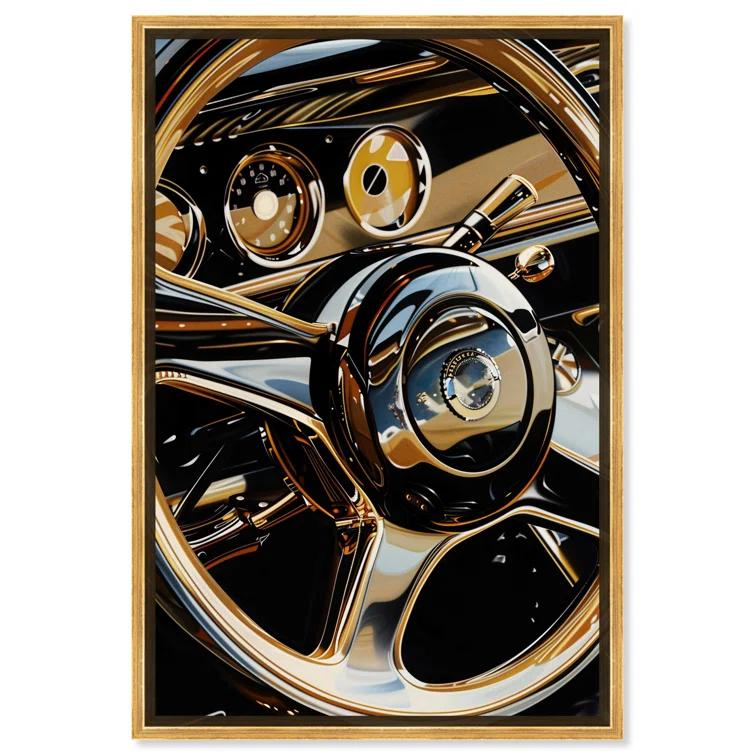 Notori Art Notoriart Elegant Steering Wheel Framed Car 1 Piece Canvas Wall Art