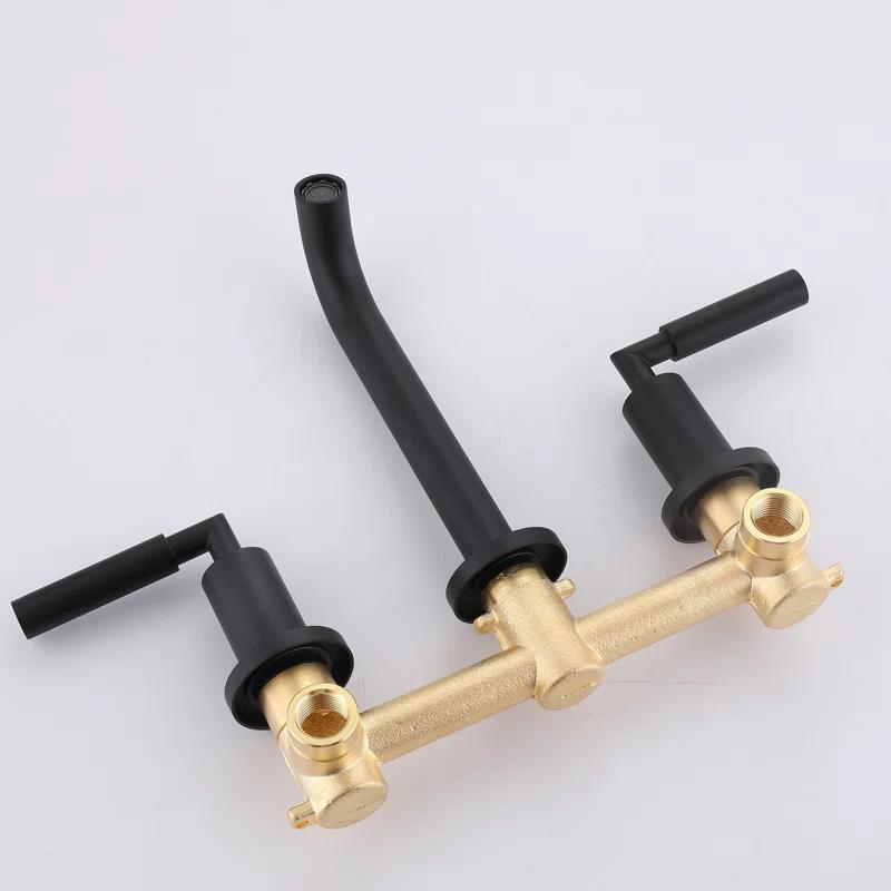 10.08" Widespread Bathroom Faucet 3 Hole, 2-handle Bathroom Sink Faucet with Drain Assembly