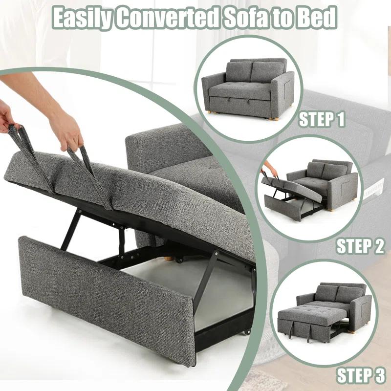 Ebern Designs Meit 49"W Convertible Sleeper Sofa 3-In-1 Reclining Sofa Bed Pull Out Couch Bed