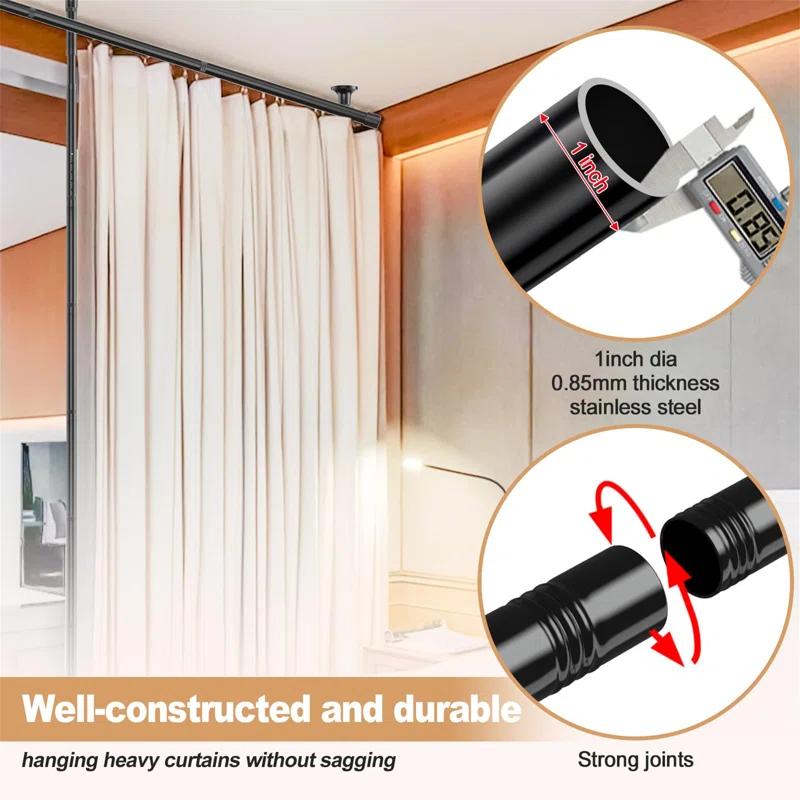 Room Divider Bracket, Tension Curtain Rod, No Drilling Required