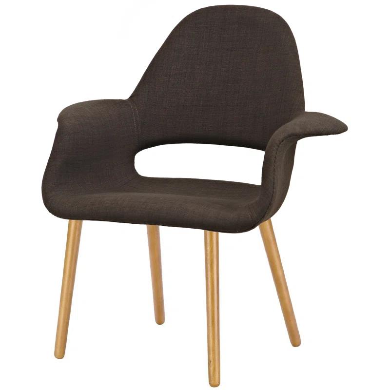 George Oliver Conover Clontz Upholstered Dining Armchairs – Mid-Century Modern Fabric Seat with Natural Wood Legs (Set of 2) (Set of 2)