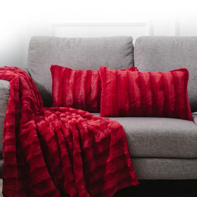 Cheer Collection Faux Fur Throw Pillow (Set of 2)