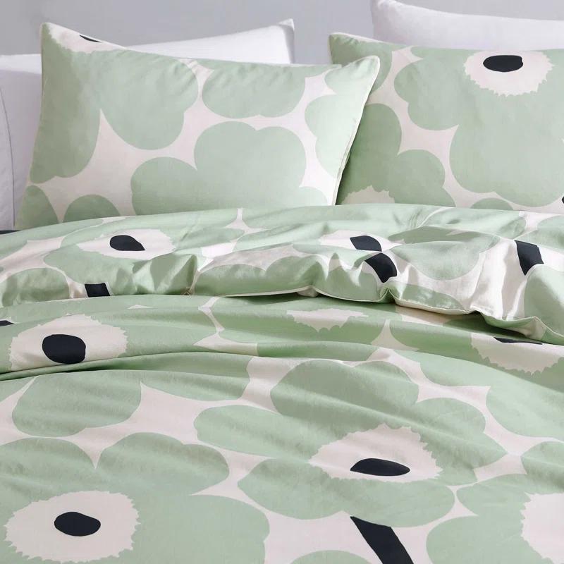 Unikko Green/White Organic Cotton Duvet Cover Set