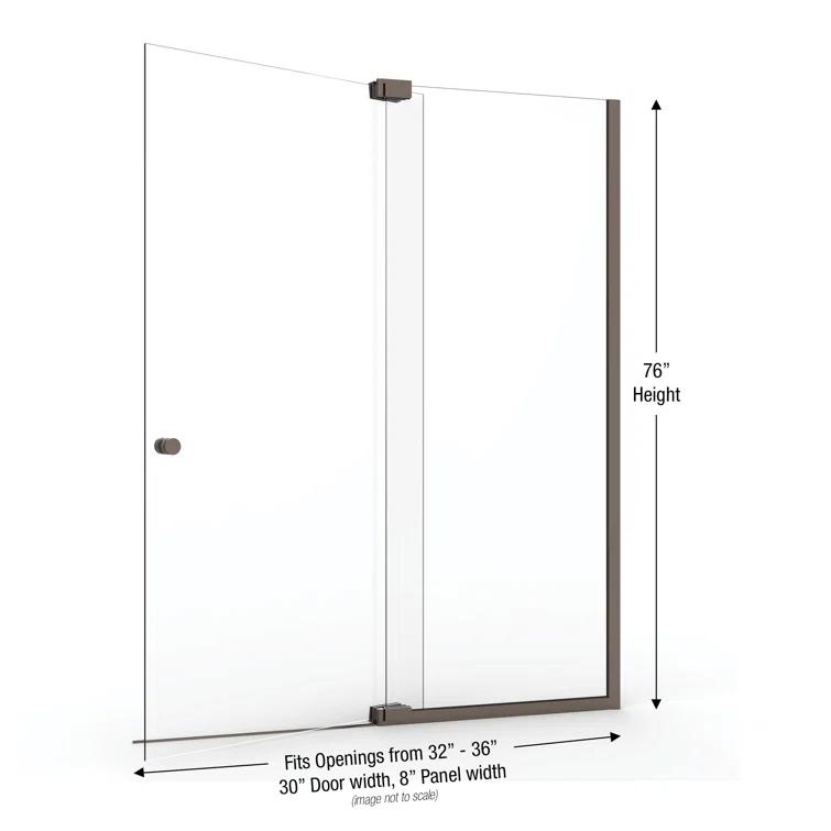 Cantour 36 in. x 76 in. Semi-Frameless Pivot Shower Door in Oil Rubbed Bronze with Handle