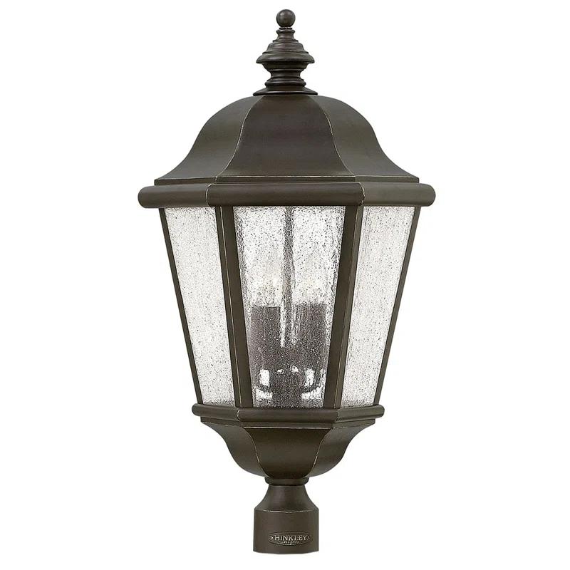 Edgewater 27.75-Inch Oil Rubbed Bronze Outdoor Lantern with Clear Seedy Glass