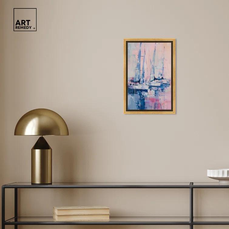 Art Remedy Art Remedy Pastel Sea Breeze Framed Sailing 1 Piece Canvas Wall Art 57710