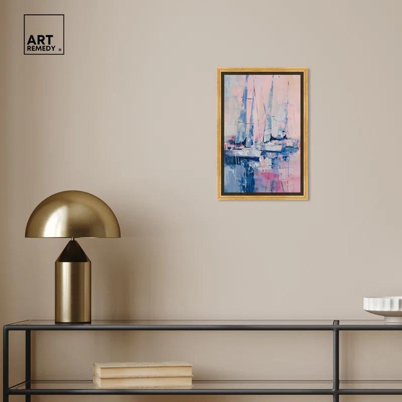 Art Remedy Art Remedy Pastel Sea Breeze Framed Sailing 1 Piece Canvas Wall Art 57710