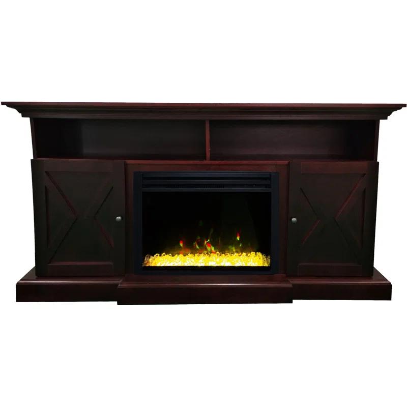 Cambridge Cambridge Summit 62-In. Farmhouse Fireplace TV Stand with Crystal Rocks Display