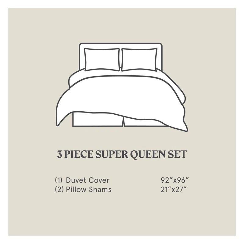 HiEnd Accents Prescott Ticking Stripe Pattern Woven Classic Chic Casual Farmhouse Coastal 3 Piece Duvet Cover Set