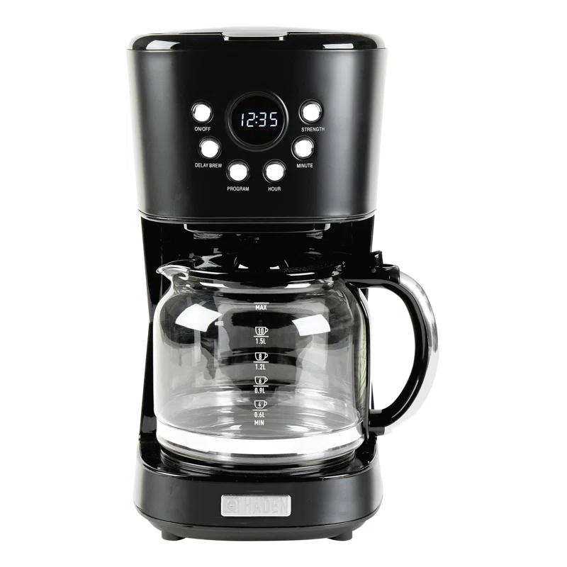 HADEN Heritage Black and Chrome 12-Cup Programmable Coffee Maker