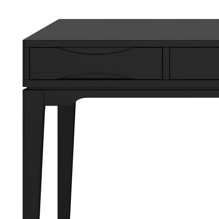 Simpli Home Harper Solid Wood Desk, Contemporary Style with Keyboard Tray and Storage