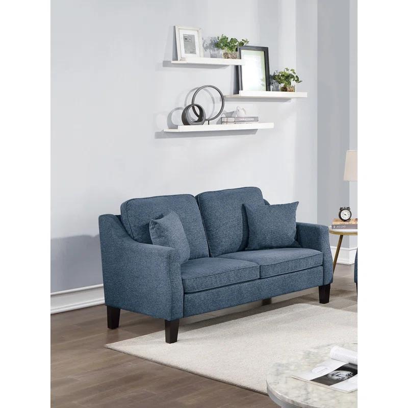 Navy Blue Chenille 2-Piece Sofa and Loveseat Set