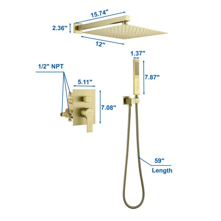 SHAMANDA All-In-One Kit with Rough in-Valve 88003BG