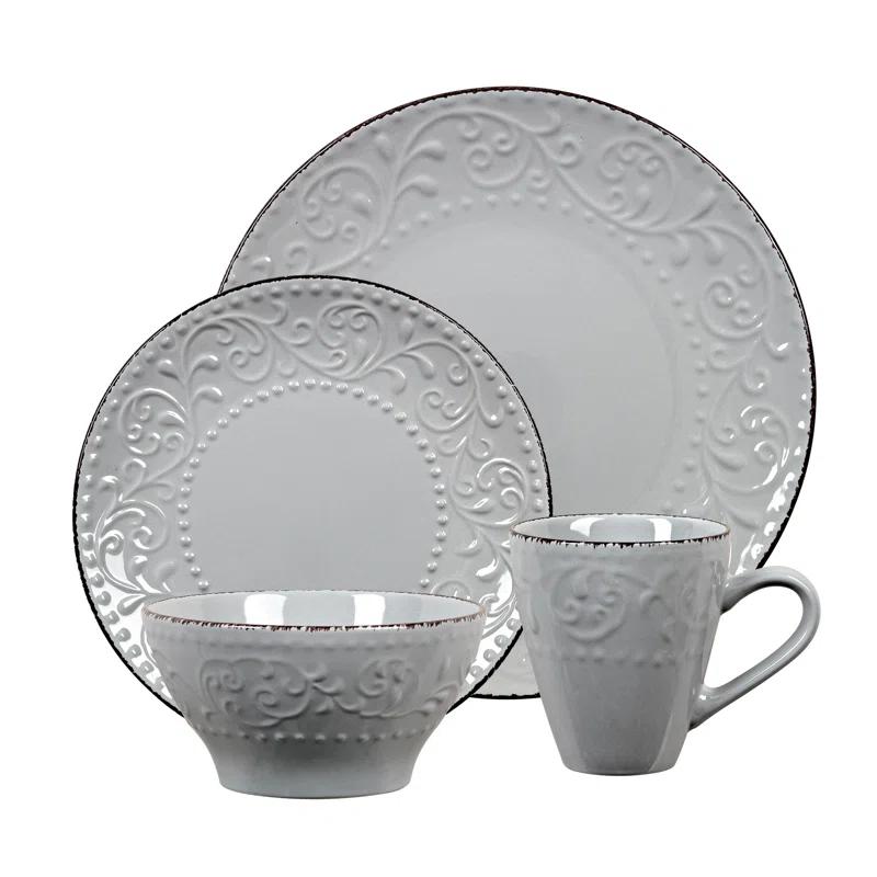 Lorren Home Trends Lorren 16 Piece Stoneware Dinnerware Set - Service for 4