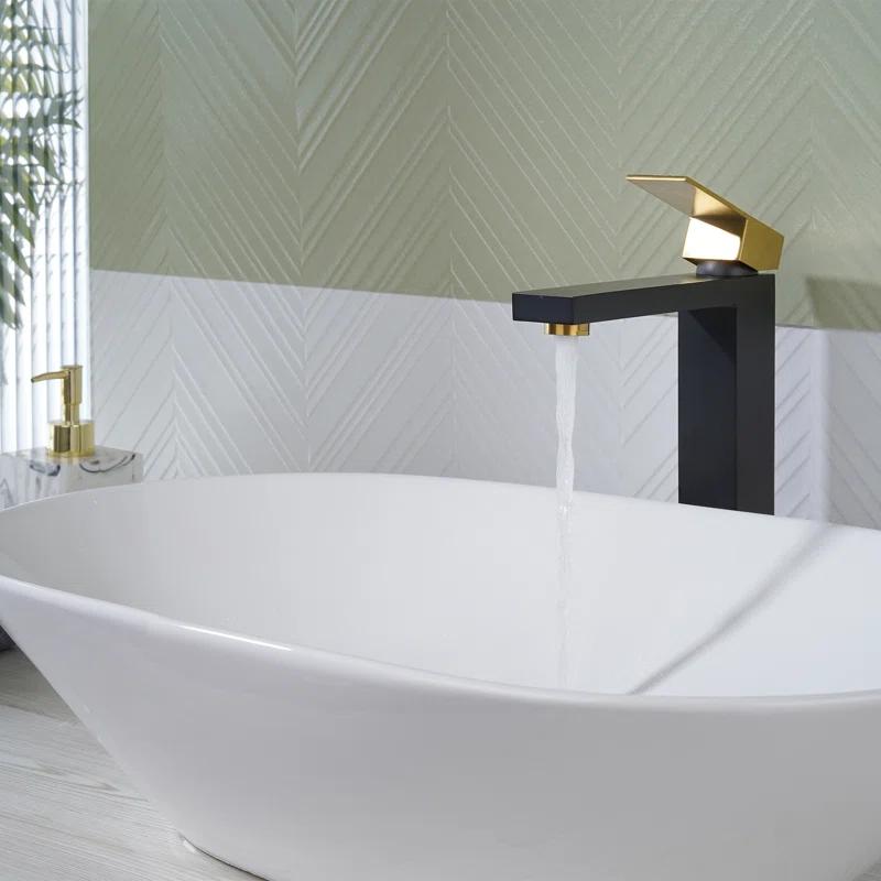 High Arc Single Handle Single Hole Bathroom Faucet With Drain Kit