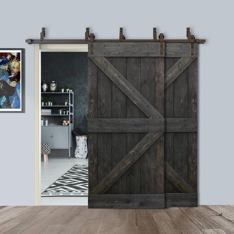 Calhome 84'' Solid Wood Paneled Painted with Installation Hardware Kit Barn Door