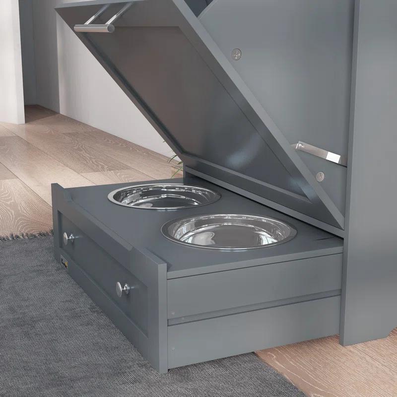 Pawhut Elevated Feeder, Pet Feeder Station, Storage Cabinet