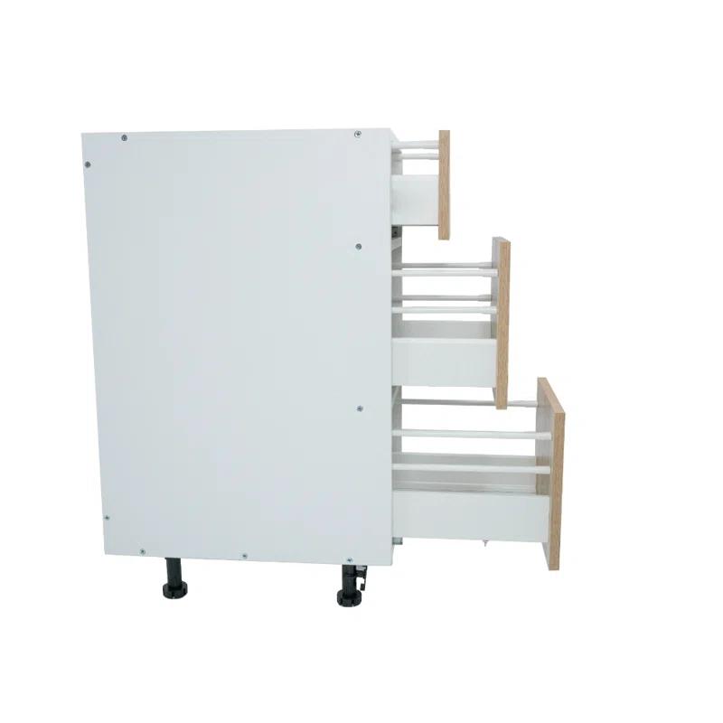 Cambridge 17 34.5'' H Ready to assemble Light Oak Vanity Base Kitchen Cabinet, 3 Drawer