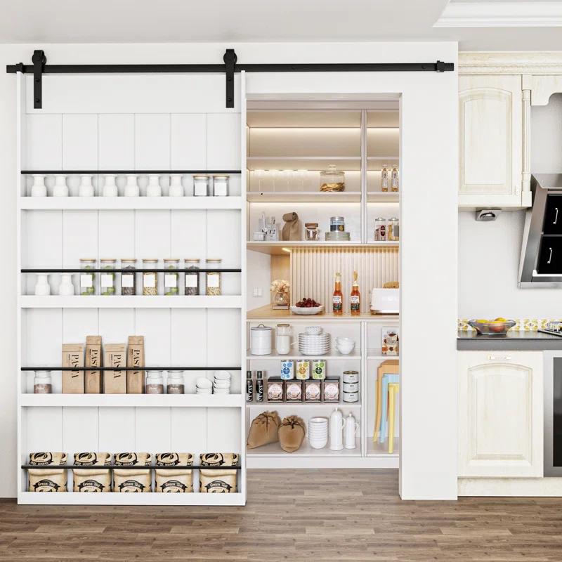 ARK DESIGN 84"H Wood and Primed Bookshelf Style Barn Door with Mounting Hardware Kit