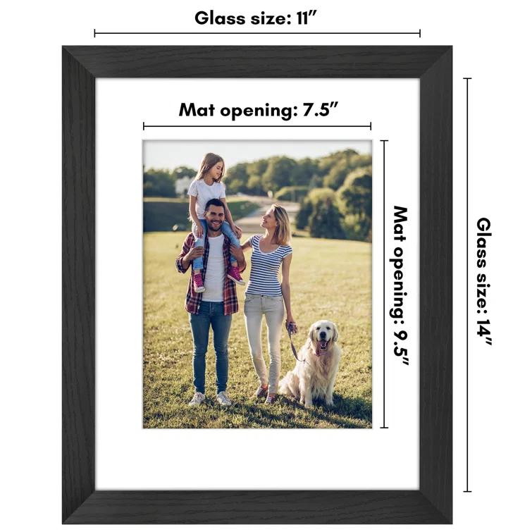 Americanflat Americanflat Picture Frame - Frame with Mat - Wide Molding - Shatter-Resistant Glass