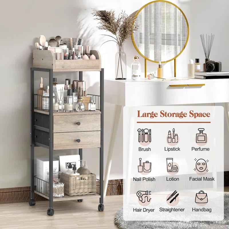 17 Stories Makeup Organizer, Floor Skincare Organizers Make Up Organizers And Storage With Drawers, Vanity Organizer Cosmetics Display Cases Holder For Skin Care Nail Polish Perfume