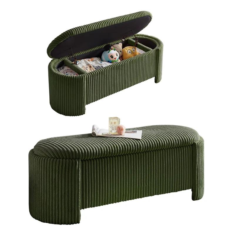 Latitude Run® Nikoma Corduroy Upholstered Storage Bench