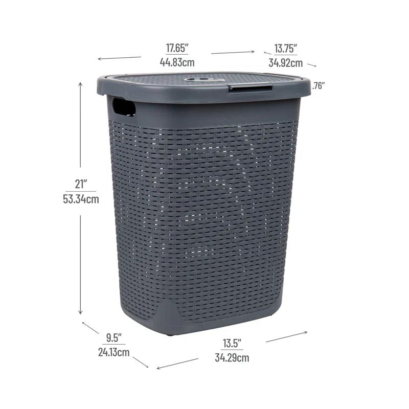 Mind Reader Mind Reader 50L Slim Laundry Hamper, Clothes Basket, Lid, Plastic