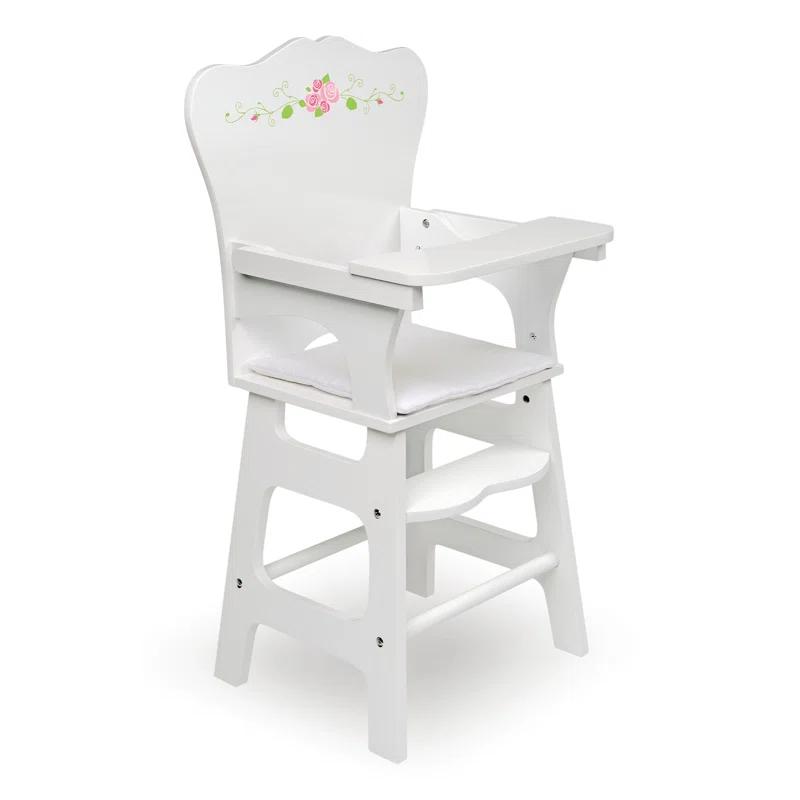 Badger Basket Doll High Chair with Padded Seat - White Rose