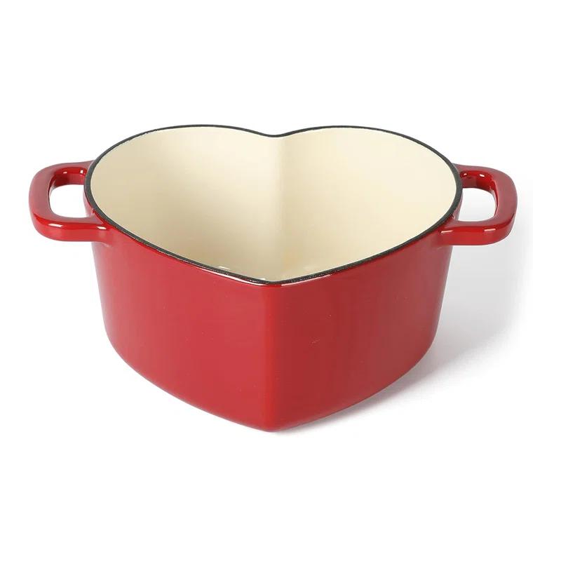 Martha Stewart Martha Stewart Heart Shape 2 QT Enamel Cast Iron Dutch Oven - Pink
