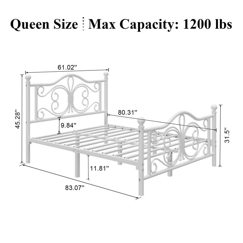 Lark Manor™ Eylin Metal Platform Bed with Butterfly Design Headboard and Footboard, Underbed Storage & Reviews | Wayfair
