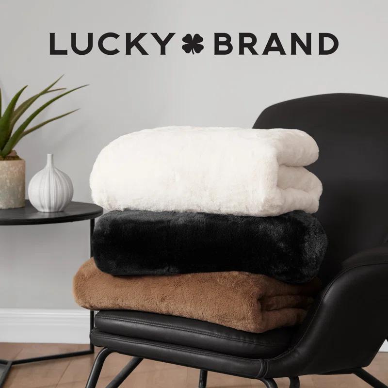 Lucky Brand Reversible Solid Rabbit Mink Faux Fur Luxurious & Soft Thow Blankets - 50" x 70" & Reviews | Wayfair