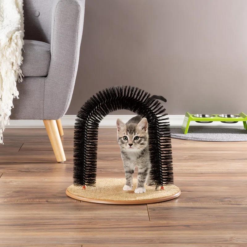 Petmaker PETMAKER Cat Self-Groomer - Bristle Ring Brush Cat Arch with Carpeted Base, Back Scratcher and Massager for Controlling Shedding and Claws