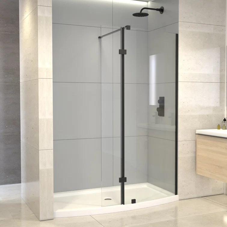 A&E Bath and Shower 60'' W 77.5'' H Framed Shower Enclosure Halim-60-BLK