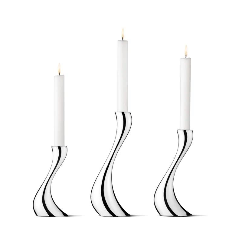 Cobra 3 Piece Stainless Steel Table Top Candlestick Set