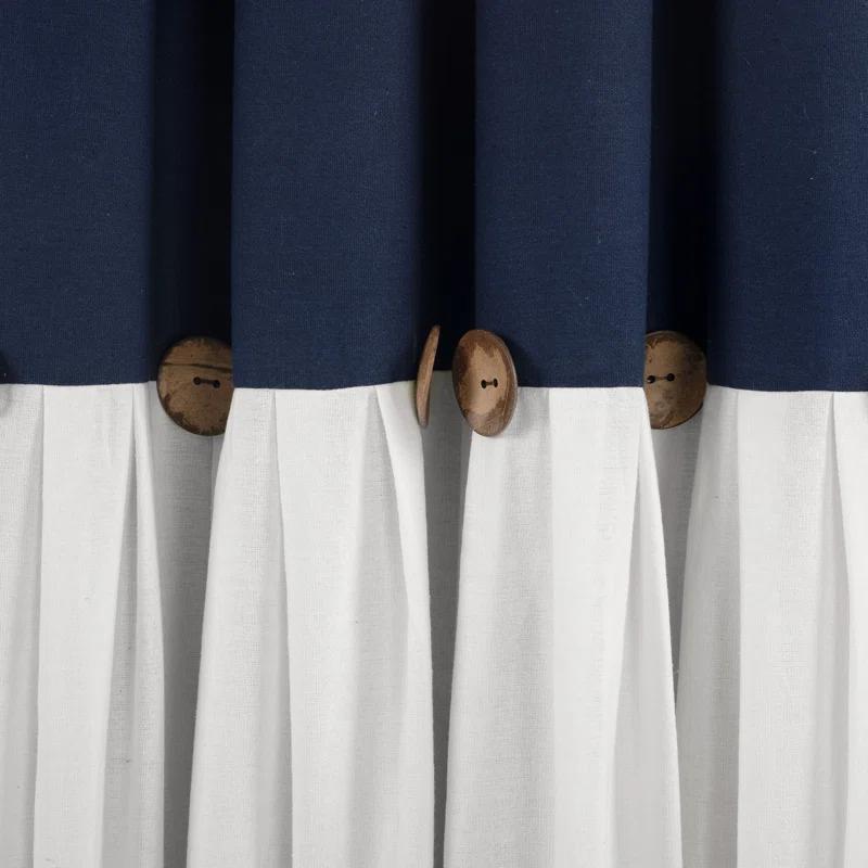 Lush Decor Linen Button Cotton Blend Blackout Thermal Rod Pocket Single Curtain Panel