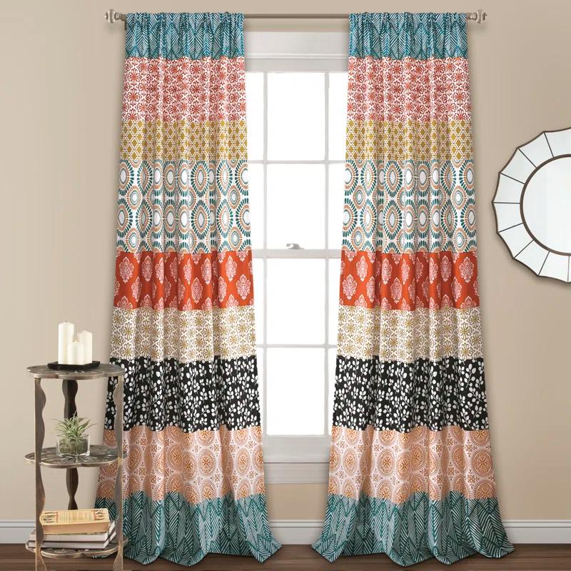 Lush Decor Bohemian Semi-Sheer Curtain Panel