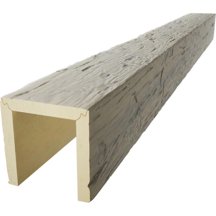 Ekena Millwork Hand Hewn Timberthane Faux Wood 3-Sided Ceiling Beam (U-beam)