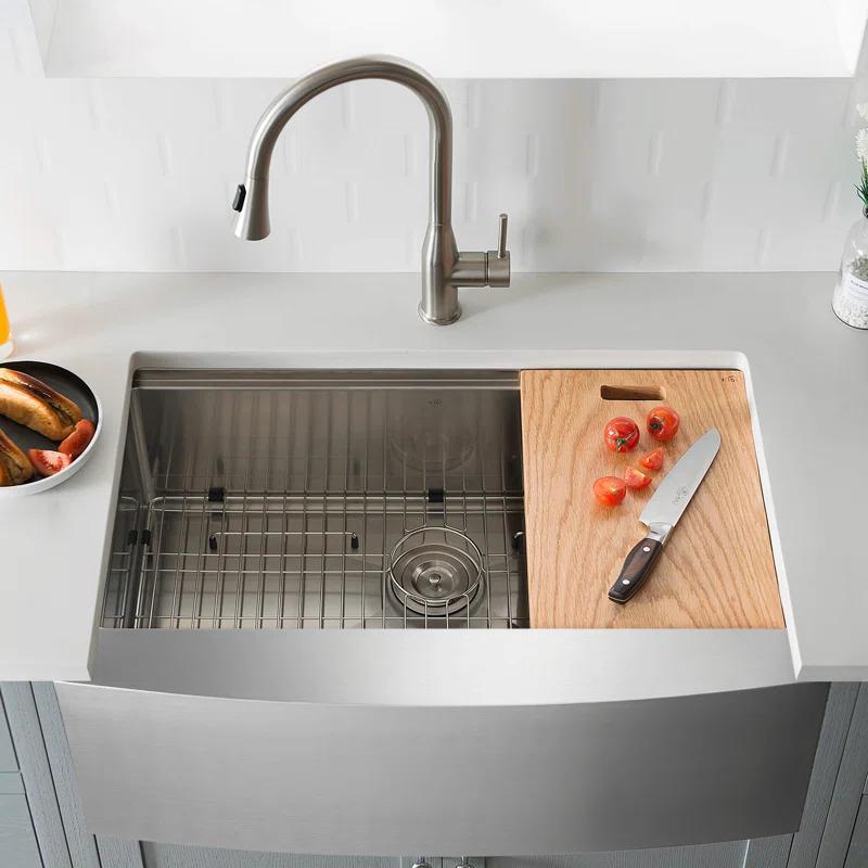 27'' L Farmhouse / Apron Single Bowl Stainless Steel Kitchen Sink