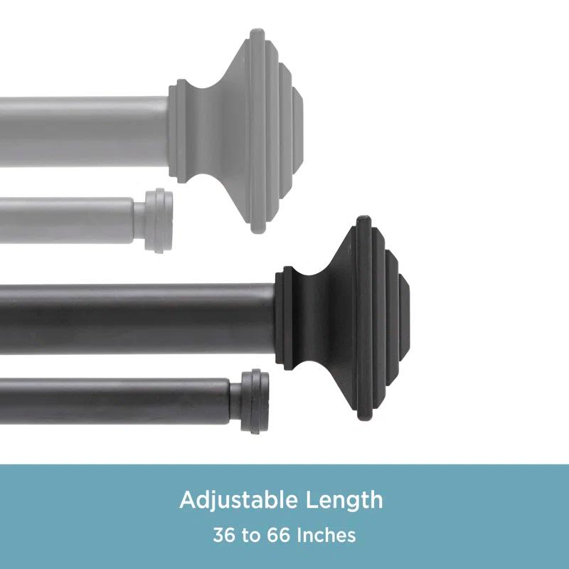 Kenney Mission Black Adjustable 1" Double Curtain Rod