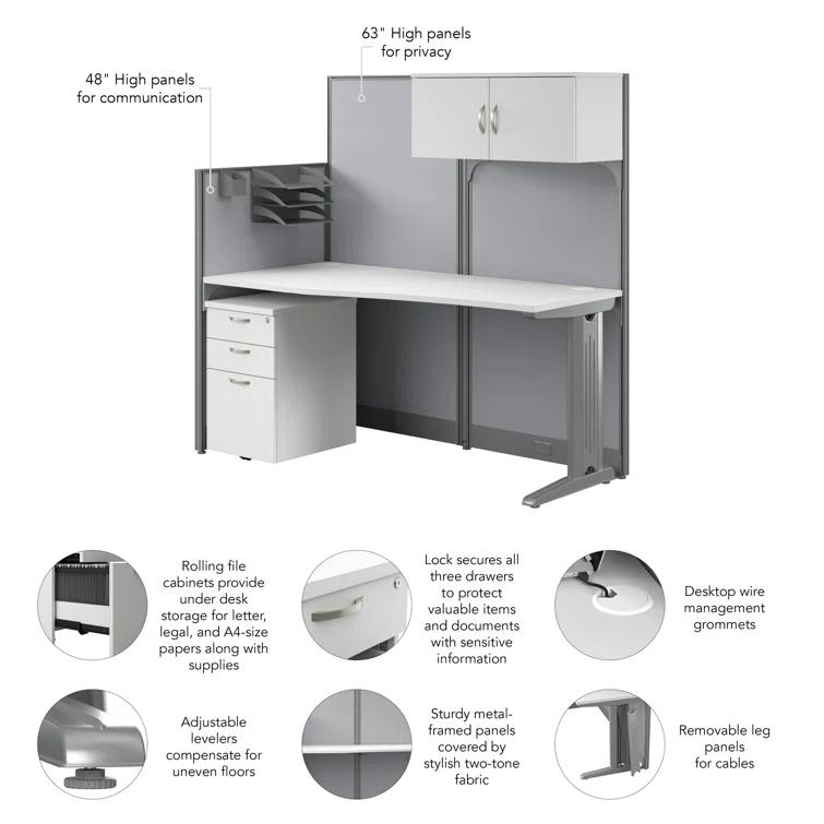 Bush Business Furniture Office In An Hour Rectangle 1 Person Cubicle with Cable Management