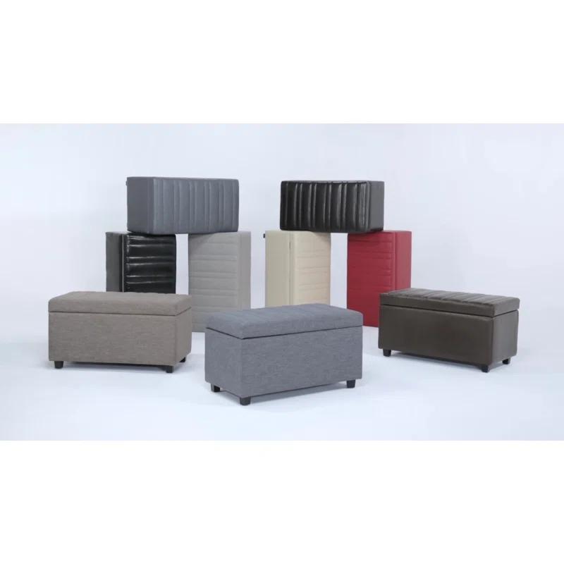 Simpli Home Darcy 33"W Upholstered Storage Ottoman Bench with Large Interior Storage and Child Safety Hinges