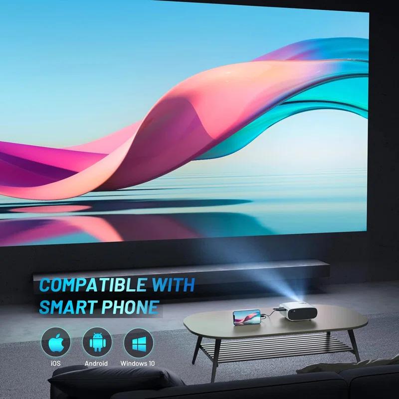 shenzhenshikeyulongyudianzishangwuyouxianzerengongsi Mini Projector, Upgraded 1080p Hd Projector, 8000l Portable Projector With Tripod, Movie Projector Compatible With Android/ios/windows/tv Stick/hdmi/usb
